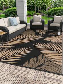 5ft X 8ft Waterproof Outdoor Rug, Reversible Plastic Straw Indoor Outdoor Patio Carpet For RV, Porch, Deck, Backyard, Camper, Balcony, Picnic, Grey And White - multicolor - View 2