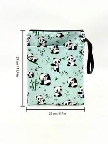 1PC Large Capacity Durable Waterproof Lightweight Portable Zipper Closure File Bag Carry Storage Pouch With Cute Panda Bamboo Leaf Print Pattern For School Office Student Supplies Books Notebooks Documents Folders Travel Vacation Season Gift - multicolor - View 4
