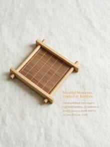 Haus Hana 6Pcs Bamboo Square Coaster, Japanese‑Style Well‑Shaped Teacup Holder, Heat‑Resistant Anti‑Scald Bamboo Tea Tray, Decorative Cup Mat, Practical Table Ornament For Kung Fu Tea Set, Home Tabletop Tea Ceremony Daily Use Decor Accessories - Multicolor - View 15