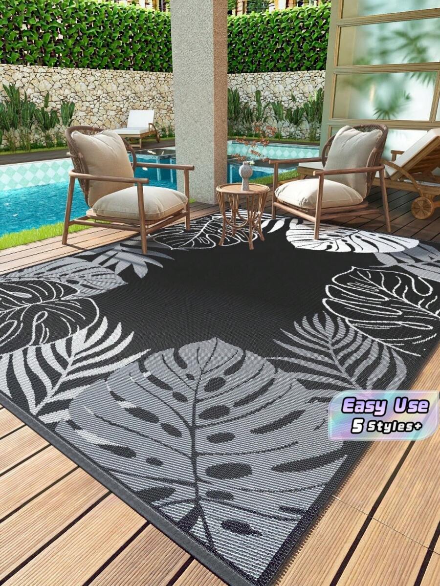 5ft X 8ft Waterproof Outdoor Rug, Reversible Plastic Straw Indoor Outdoor Patio Carpet For RV, Porch, Deck, Backyard, Camper - multicolor - View 1