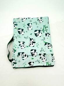 1PC Large Capacity Durable Waterproof Lightweight Portable Zipper Closure File Bag Carry Storage Pouch With Cute Panda Bamboo Leaf Print Pattern For School Office Student Supplies Books Notebooks Documents Folders Travel Vacation Season Gift - multicolor - View 2
