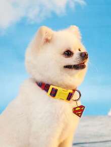 SUPERMAN X PETSIN 1pc Printed Webbing Dog Collar, Durable Red, Blue And Yellow Design With Quick-Release Buckle, Adjustable Comfortable Collar For Small And Medium Dogs, Perfect For Fans Of - Multicolor - View 13
