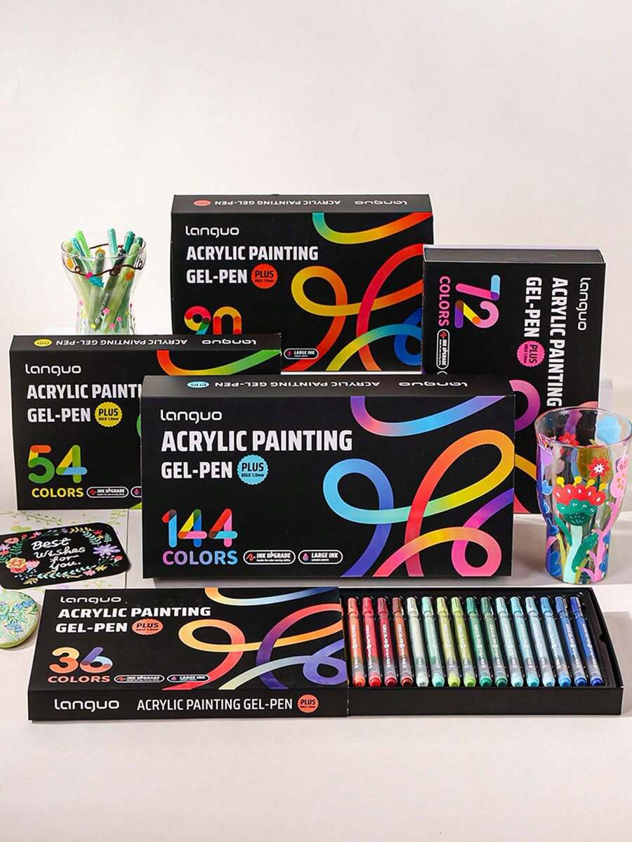 54/90/144 Color Acrylic Neutral Pen Gift Box 1.0mm Large Capacity Handheld Painting Manuscript Color Pen