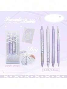 4pcs Soft Ribbon Gel Pens Set Ballet 0.38mm/0.5mm Ballpoint Quick-Dry Black Color Ink For Writing Gift Back To School - Multicolor - View 16