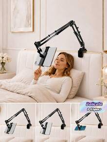 Bed Tablet Holder, Adjustable Long Arm Phone Clamp, Suitable For Desk Bedside Bed Edge, Foldable Floating Slouchy Bracket, Suitable For Recording Live Streaming, Compatible With Pro Mini Kindle Switch 4-13 Inch Devices - Multicolor - View 2