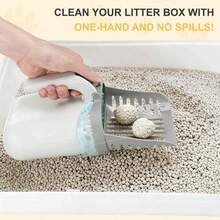 1pc Cat Litter Scoop With Integrated Trash Bag Dispenser, Made Of Durable Pp Material, Deep Scoop Design For High Cleaning Efficiency, Suitable For All Cat Breeds - Pet Litter Box Maintenance Tool. - Multicolor - View 3
