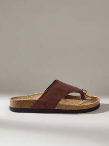 Solecia Metal Decoration Toe Design Retro Women Cool Slippers Vacation Casual Daily Wear - Chocolate Brown - View 2