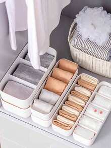 Socks Organizer Box 1pc Solid White Simple Compartment Underwear Storage Container For Home Room Holiday Bedroom Decor Dresses Pants Jeans Boots Skirts T-Shirts Blouses Jumpsuits Spring Summer Winter Minimalist Must Have Smart Solution - View 3