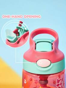 SHEIN | PAW Patrol 16盎司/500毫升卡通圖案水壺，附矽膠吸管與防漏蓋，適合旅行、觀光與學校使用，Tritan材質，返校季 - 紅色 - 查看 2