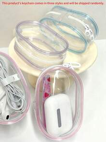 1PC Minimalist Practical Portable Hook Organizer Pouch,Portable Mini Transparent Zipper Storage Bag, Compact Multifunctional Storage Bag, Headphone And Charger Case With Keychain, Transparent Travel Accessories For Travel Storage Bag - Multicolor - View 5
