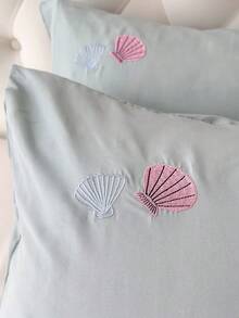 Cirelle 2Pcs Polyester Embroidered Envelope‑Closure Pillowcases Smooth Breathable Polyester Bedding Pillow Protector Case With Envelope Closure (No Insert) - Green - View 2