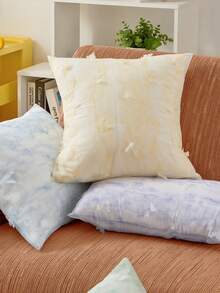 SHEIN 1 Piece, Three-Dimensional Butterfly Embroidery Decoration, Purple Orange Green Blue Printing Embroidery Pillow Cover, Decorative Pillow Pillowcase, Suitable For Daily Use - Multicolor - View 3