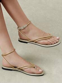 Styleloop Ladies, Thong, Buckle, Summer Breeze, Style, Flat Sandals - Gold - View 4