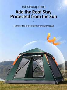 2 In 1 Camping Tent With Canopy Awning, Portable Foldable Waterproof Tent For Outdoor Camping, Thickened Windproof Rainproof Tent & Sun Shelter For Picnic Backpacking Travel - A - View 9