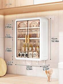 Wall‑Mounted No Drill Kitchen Storage Cabinet Double Door Transparent Visible Spice Organizer With Hooks Hanging Condiment Storage Shelf For Kitchen - Multicolor - View 13