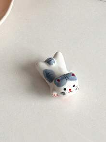2pcs Ceramic Cat Shaped Chopstick Rest Holder, Cute Ins-Style Kitty Utensil Stand, Creative Tabletop Decor Stationery Holder - Multicolor - View 15