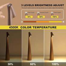2ps Portable Cordless LED Desk Lamp, Rechargeable Wireless Desk Lamp, 3-Level Brightness, Terrace And Bedside Night Lights, Restaurant Environment Reading Light, Rechargeable Battery Light Suitable For Outdoor, Dining Room, Bedside - Various - View 4