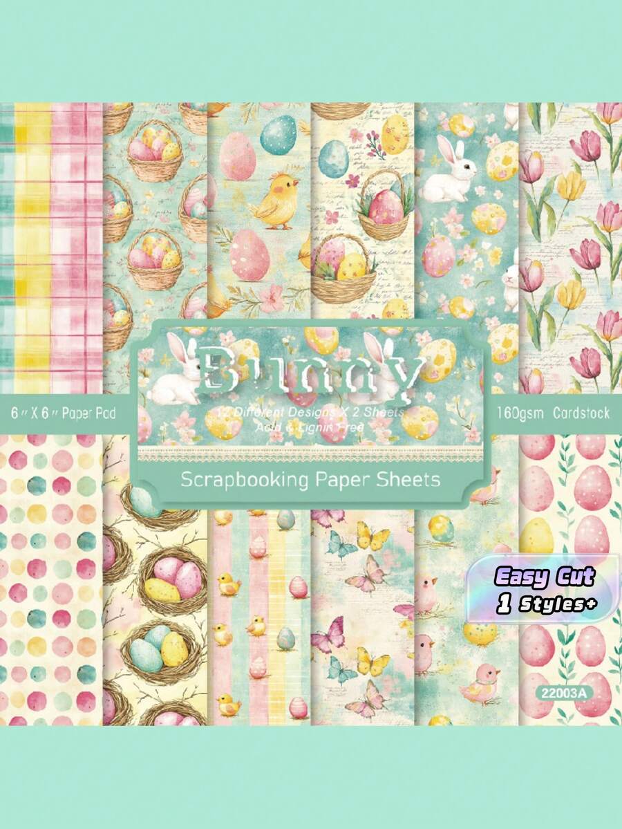 24pcs Single‑Sided 6‑Inch Decorative Pattern Paper, Scrapbooking Background Sheets For DIY Album, Junk Journal, Planner And Card Making Supplies - Multicolor L - View 1
