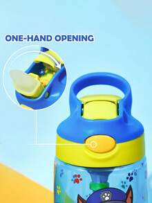 SHEIN | PAW Patrol 16盎司/500毫升卡通圖案水瓶，附矽膠吸管與防漏蓋，適合旅行、觀光與學校使用，Tritan材質，返校季 - 藍色 - 查看 2
