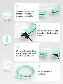 1 Pc 47 Inch 120Cm Weighted Fitness Hoop With 24 Detachable Links Exercise Ring For Women Beginners Weight Loss Home Gym Workout Fat Burning Core Toning Gift - Multicolor - View 2