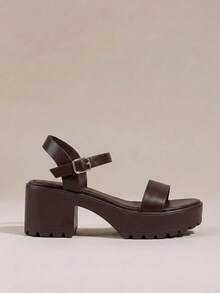 HighSole 女士时尚黑色高跟凉鞋，适合夏季毕业典礼、舞会、度假等各种场合，包括夏季、圣诞节、秋季、新年等节日。 - 咖啡棕羊紋 - 查看 2