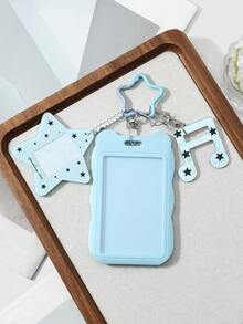 ROMWE Kawaii 1 Fresh And Creative Personality Blue Fine Sparkling Stars, Note Letters Bear Ears Acrylic Campus Card, Student ID Card Cover DIY Keychain Bag Pendant - Blue-25 - View 11