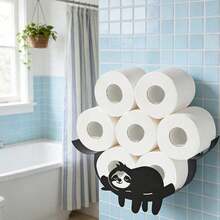 Adjustable Extendable Tissue Storage Rack Flexible Easy Install Durable Hanging Tissue Holder Space Saving Creative Decorative Paper Roll Organizer For Bathroom Kitchen Bedroom Apartment Indoor Household Tidy Home Decor Storage Supplies - Black - View 4