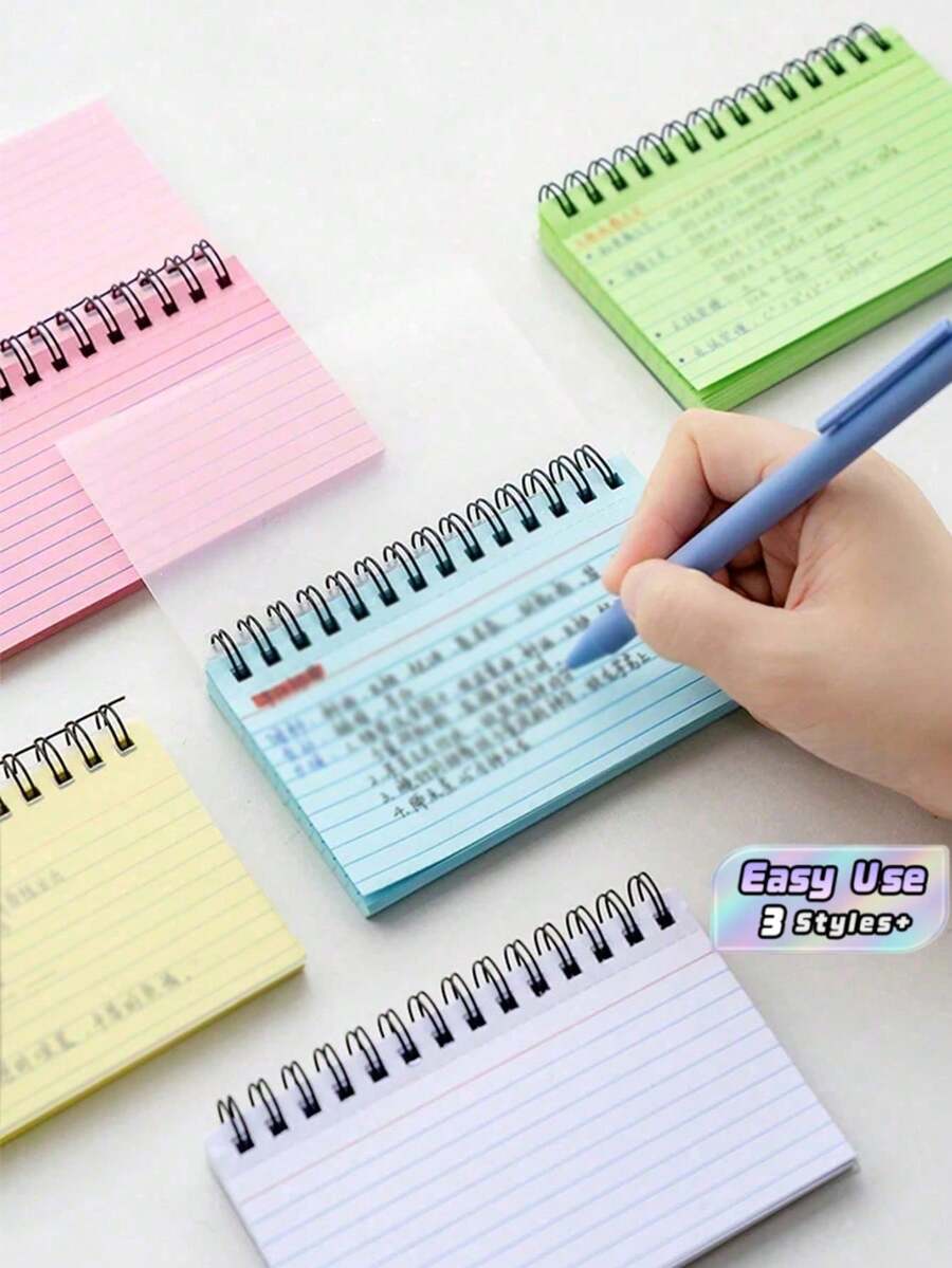 3/5/10Pcs Simple Lined Spiral Notebook Set, Tearable Binding Journal With Colorful Inner Pages, Random Color Stationery Notebooks For Office Daily Diary Back To School Supplies - multicolor - View 1