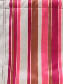 Nöista Striped Canvas Tote Bag In Pink,Green, Brown And Cream With Long Matching Handles, Zip Closure, And A Spacious Shape. - Red - View 10