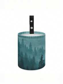 1 Peça Lixeira Portátil Compacta para Carro em Plástico Durável, à Prova de Vazamentos, Impermeável e à Prova de Odores, Fácil de Limpar, Padrão Silencioso Misty Pine Forest Verde, Organizador Automotivo Unissex para Carro, Camping, Cozinha, Viagem, Outdoor e Road Trip, Decoração e Presente - Multicolorido - Visão 6