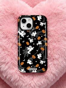 ShellaStory Black Background Halloween Ghost Pumpkin Phone Case, Thickened Anti-Drop Phone Case, Compatible With IPhone 11, 12, 13, 14, 15, 16, 17 Pro Max, A16, A17, A15, A14, A55, A56, A35, A36, S22, 23, S24, S25, A17, A37, A57 - Multicolor - View 6