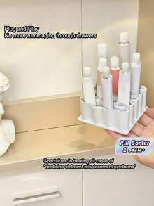 1pc Solid Ointment Pill Sorting Rack Medicine Storage Organizer For Tablets Cosmetics Pen Holder Office Home Desk Daily Use Functional Convenient Practical Household Supplies Must Have - View 1