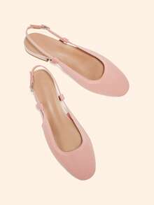 CUCCOO BASICS Women's Shoes Spring And Summer Simple Classic Woven Material Round Toe Short Heel Shoes Suitable For Commuting Dating Parties Parties - Pink - View 3