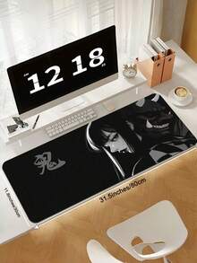 1pc Japanese Oni Mask Girl Control Mousepad XXL Large Extended Non Slip Rubber Base Desk Mat For Keyboard Mouse Gaming Setup Office Home Computer Laptop Smooth Surface Durable Wear Resistant Easy Clean Portable Practical Gift For Gamers - View 4