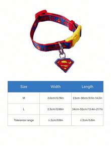 SUPERMAN X PETSIN 1pc Printed Webbing Dog Collar, Durable Red, Blue And Yellow Design With Quick-Release Buckle, Adjustable Comfortable Collar For Small And Medium Dogs, Perfect For Fans Of - Multicolor - View 3