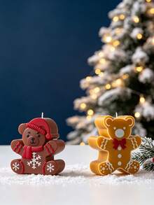 Christmas Silicone Mold DIY, Gingerbread Man Snowman Snowflake Bear Pendant Ornament Mold For Resin Candle Plaster Craft Making - White - View 3