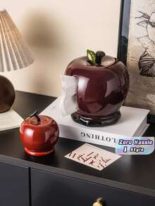 Apple Shaped Ceramic Tissue Box Luxury Living Room Coffee Table Decor Creative Napkin Holder Home Desktop Ornament Elegant Modern Design Practical Smooth Paper Extraction Scratch Resistant Bottom - Multicolor - View 1