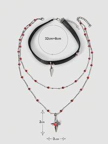 MortiRose 1pc Gothic Punk Pendant Necklace, Cross Necklace, Heart Necklace, Star Necklace, Adjustable Necklace, Layered Necklace, Suitable For Women/Men/Couples Daily Wear, Party Gift, Holiday Gift, Halloween Gift - Multicolor - View 8