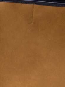 Nöista Tan Suede Effect Tote Bag With Contrasting Navy Blue Handles, Clean Panelled Construction, - Brown - View 10