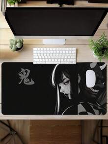 1pc Japanese Oni Mask Girl Control Mousepad XXL Large Extended Non Slip Rubber Base Desk Mat For Keyboard Mouse Gaming Setup Office Home Computer Laptop Smooth Surface Durable Wear Resistant Easy Clean Portable Practical Gift For Gamers - View 7