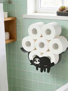 Adjustable Extendable Tissue Storage Rack Flexible Easy Install Durable Hanging Tissue Holder Space Saving Creative Decorative Paper Roll Organizer For Bathroom Kitchen Bedroom Apartment Indoor Household Tidy Home Decor Storage Supplies - Black - View 6