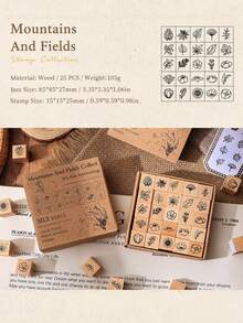 25 Pieces Wooden Rubber Stamp Kit Made Of Premium Beech Wood, Assorted Cute Patterns Covering Facial Expressions, Weather Icons, Versatile Decorative Stamps For Handmade Journal & Planner Making - multicolor - View 6