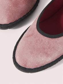CUCCOO DOLLMOD Women's Shoes Round Toe With Pink Velvet Cloth Buckle Classic Comfortable And Cute Mary Jane Flat Shoes - Pink - View 4