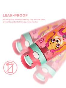 SHEIN | PAW Patrol 16盎司/500毫升卡通圖案水壺，附矽膠吸管與防漏蓋，適合旅行、觀光與學校使用，Tritan材質，返校季 - 紅色 - 查看 3