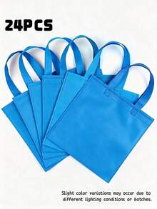 24PCSBlue Non-Woven Fabric Gift Bags With Handles, Suitable For Parties, Birthdays, Weddings, Festivals, Back-To-School Seasons, And Valentine's Day, Etc. - blue - View 7
