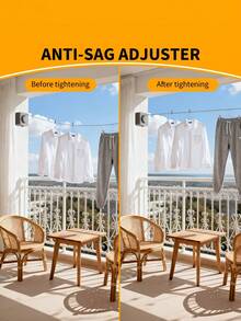 1PC Heavy Duty Retractable Clothesline, Wall-Mounted Drill-In Rustproof Stainless Steel Laundry Drying Rack, Adjustable Space-Saving Clothes Line For Indoor Outdoor Balcony Bathroom Apartment, Household Drying Rope - Multicolor - View 6
