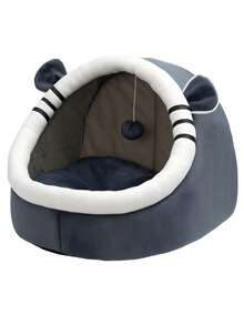 PETSIN Cute Gray Cat Bed For Indoor Cats, Mouse Ear Design Soft Pet Bed, Cozy Plush Sleeping Mat, Warm Breathable Kitten Bed For Small Medium Cats, Rabbits And Small Pets - Chinchilla shape nest - View 7