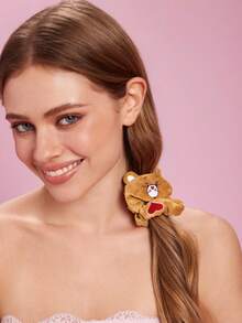 SHEIN X Care Bears 1件裝卡通圖案髮圈，適合日常配戴，髮帶，情人節 - 棕色 - 查看 3
