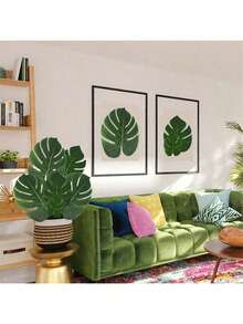 10pcs Artificial Palm Leaves, 3 Kinds Of Tropical Fake Monstera Leaves For Table And Wall Decorations, Jungle Hawaiian Luau Party Birthday Wedding Theme Party - Multicolor - View 3
