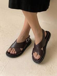 HighSole Women's Fashionable Brown Comfortable Flat Beach Sandals Summer Shoes - Mocha Brown - View 5